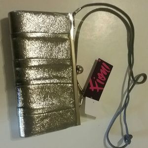 Silver clutch with cross body strap